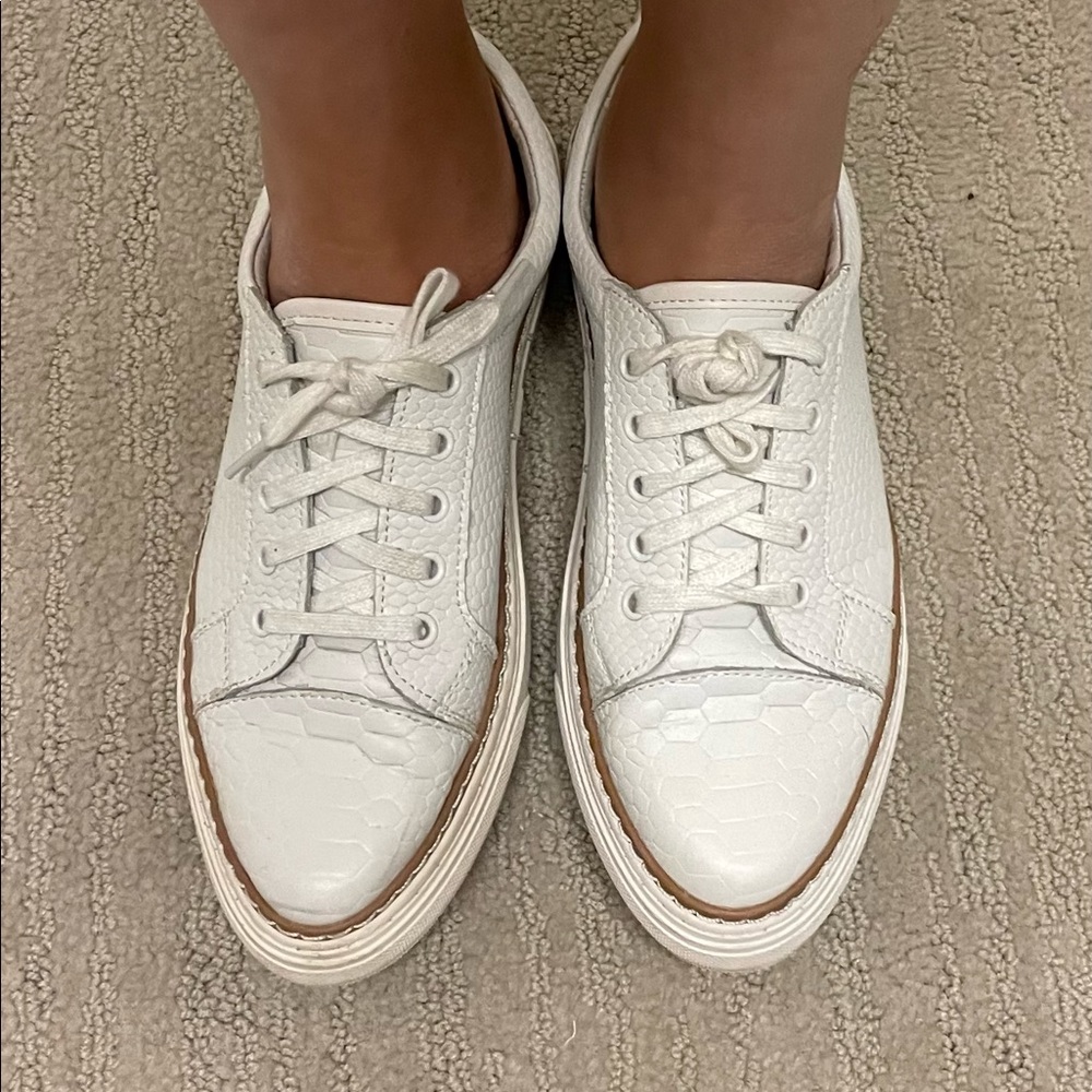 Dune London Elisa Pointed Toe Leather Trainers 37 6.5